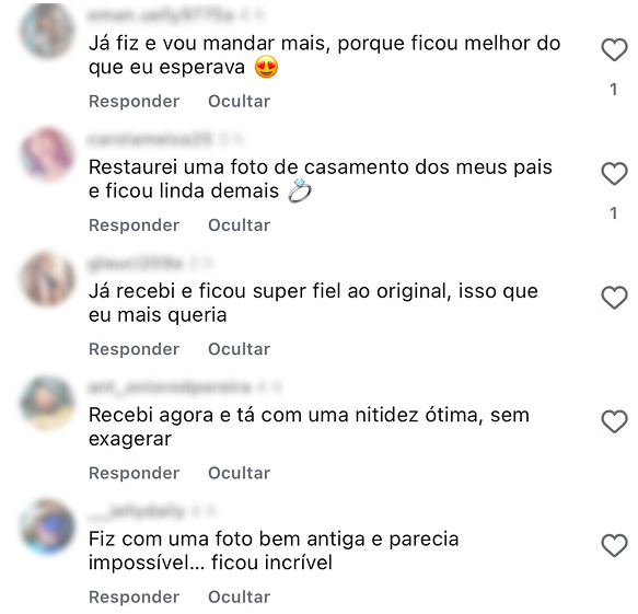 Comentários de clientes satisfeitos