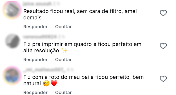 Mais comentários de clientes satisfeitos